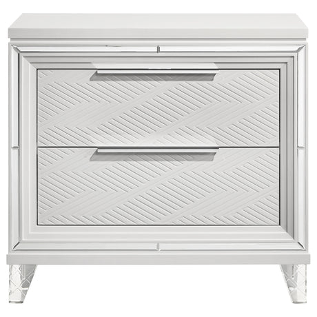 Marmore 2-drawer Nightstand Bedside Table White - Home Elegance USA