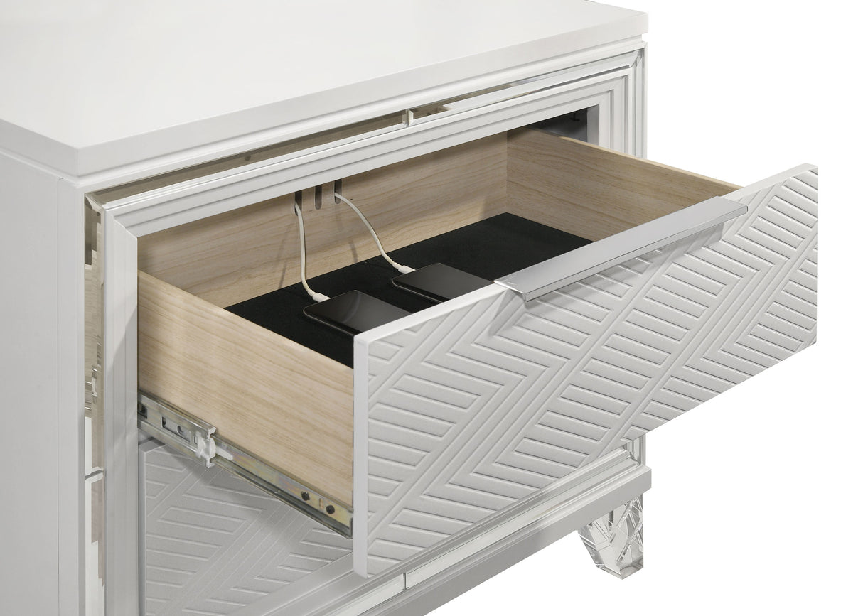 Marmore 2-drawer Nightstand Bedside Table White - Home Elegance USA