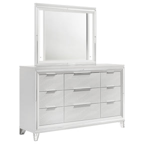 Marmore 9-drawer Dresser and LED Mirror White - Home Elegance USA