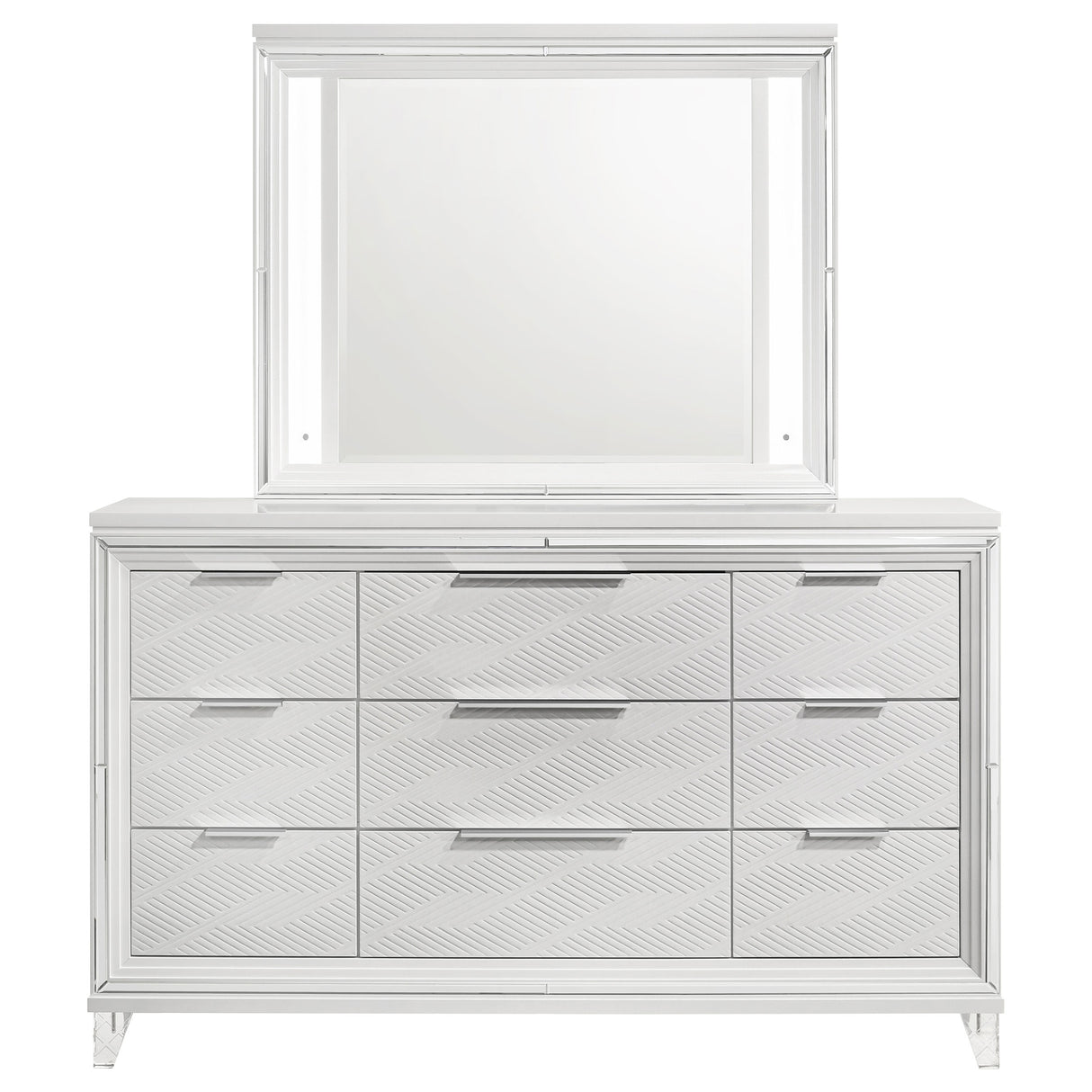 Marmore 9-drawer Dresser and LED Mirror White - Home Elegance USA