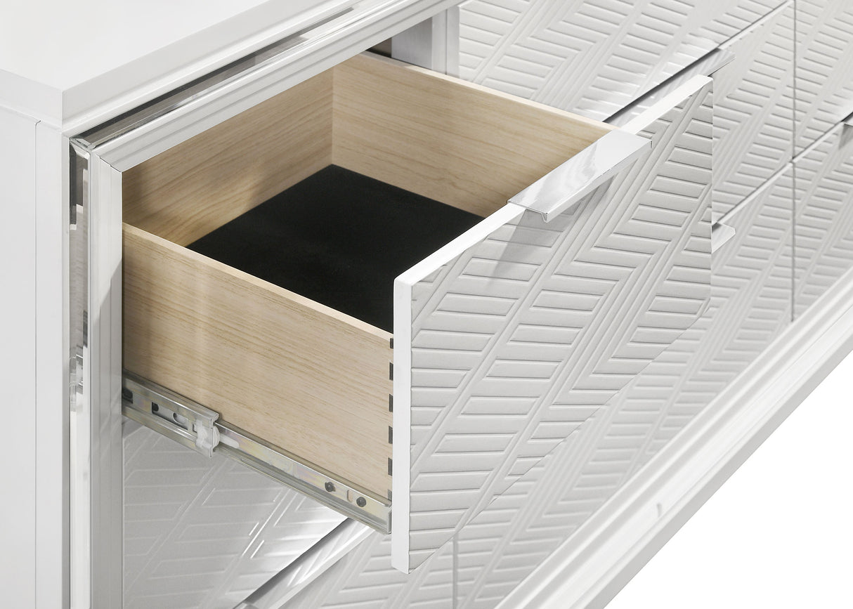 Marmore 9-drawer Dresser and LED Mirror White - Home Elegance USA