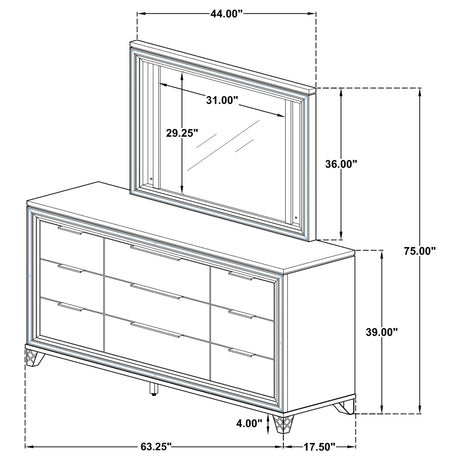 Marmore 9-drawer Dresser and LED Mirror White - Home Elegance USA
