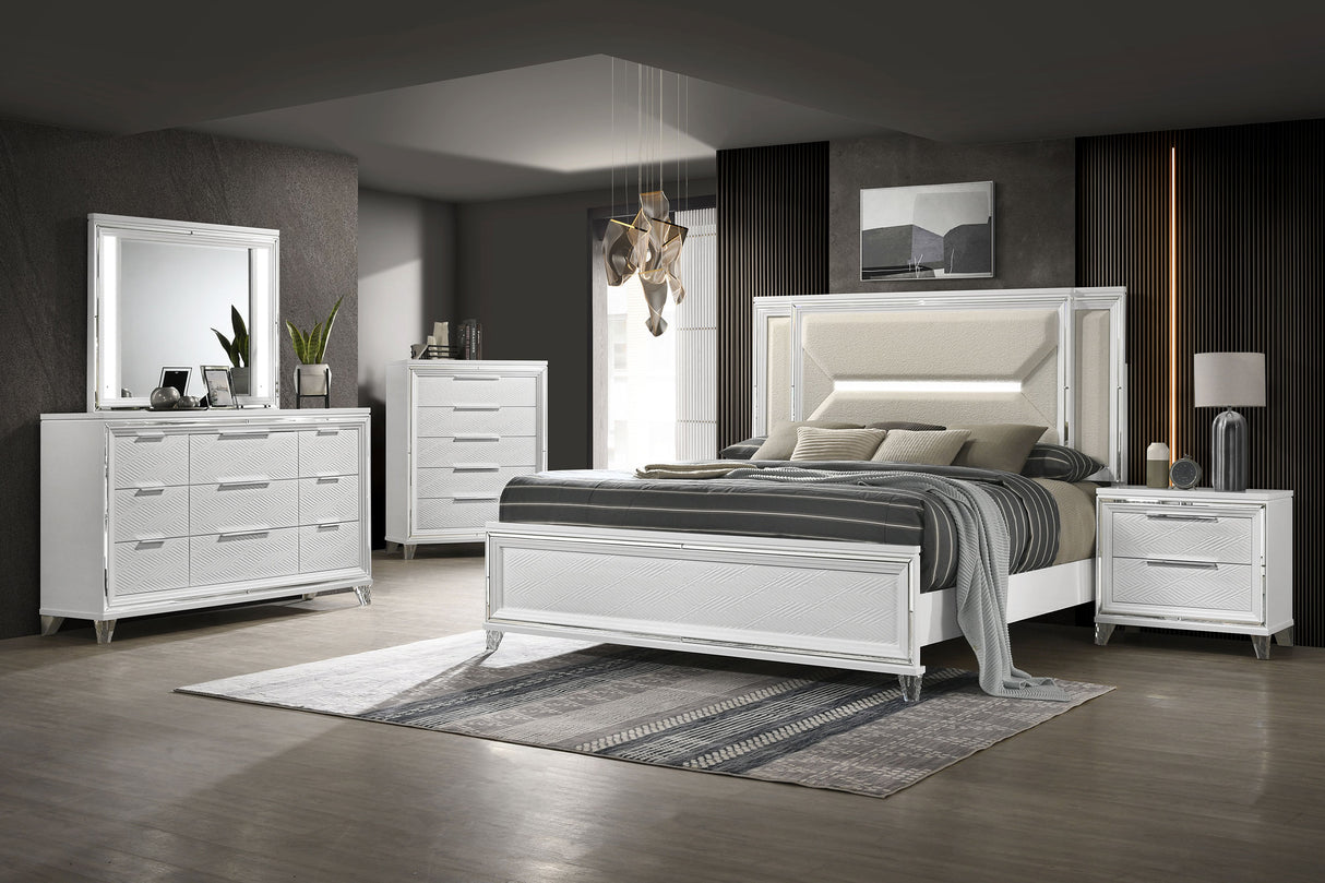 Marmore 9-drawer Dresser and LED Mirror White - Home Elegance USA