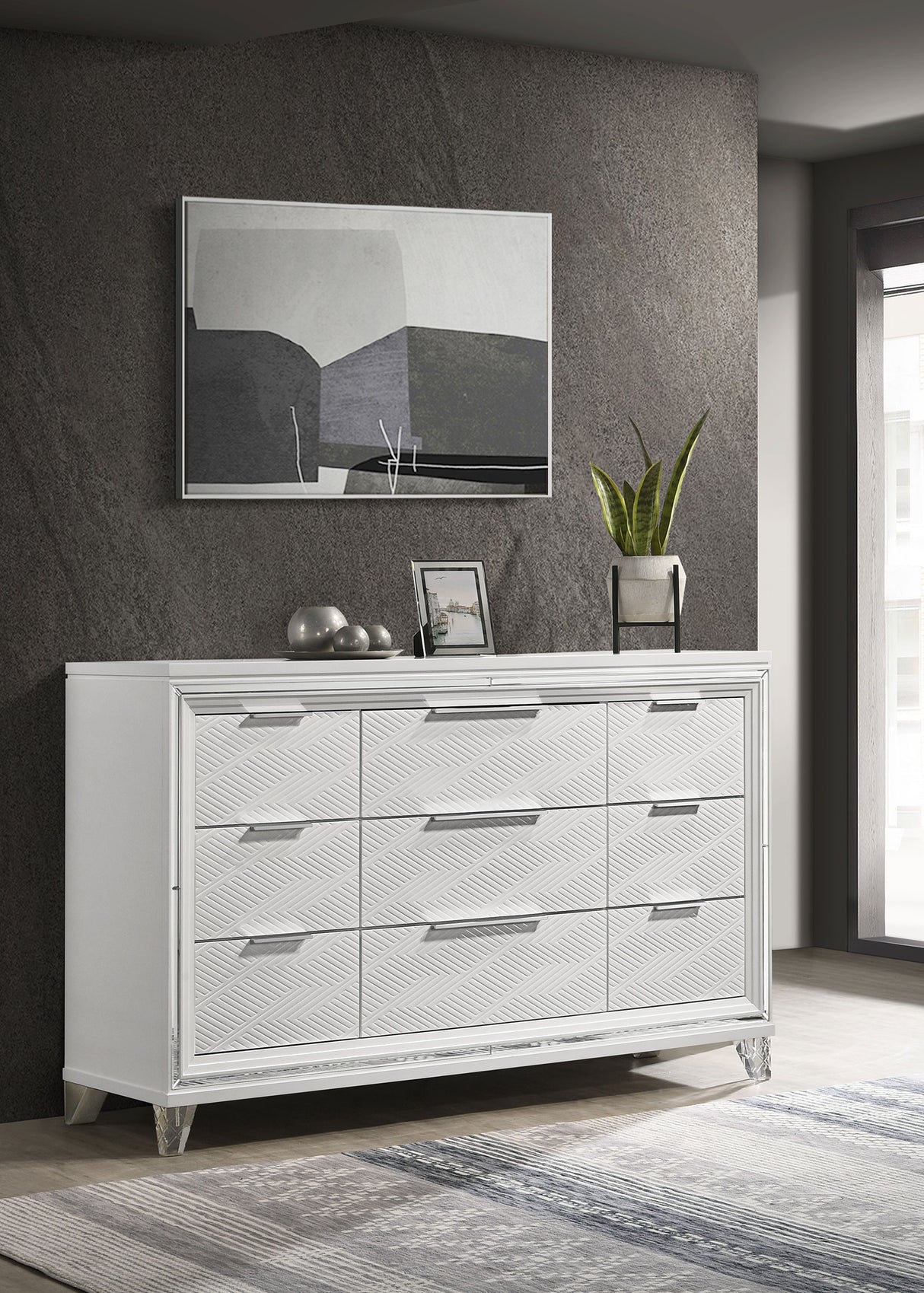 Marmore 9-drawer Dresser Cabinet White - Home Elegance USA