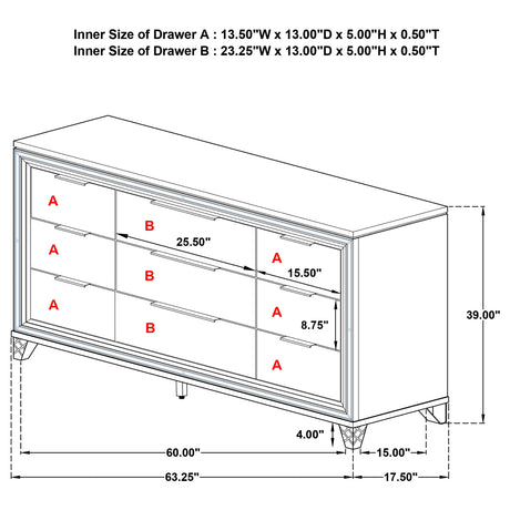 Marmore 9-drawer Dresser Cabinet White - Home Elegance USA