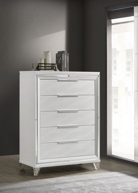 Marmore 5-drawer Bedroom Chest of Drawers White - Home Elegance USA