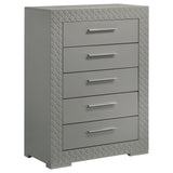 Ives 5-piece Eastern King Bedroom Set Grey High Gloss - sold by Home Elegance USA