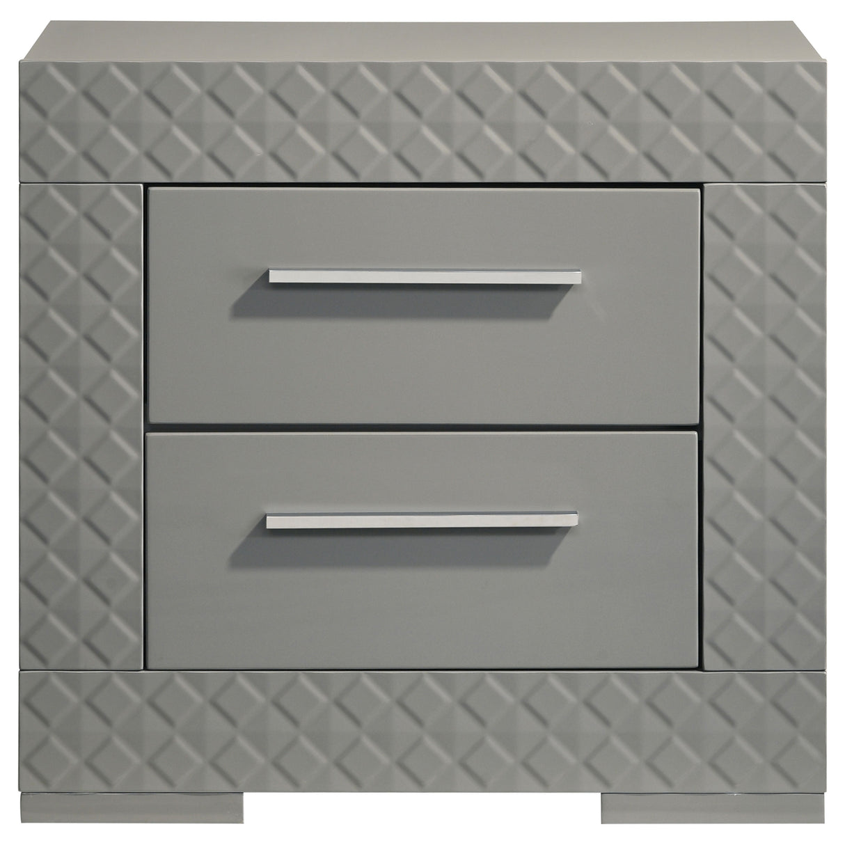 Ives 2-drawer Nightstand Bedside Table Grey High Gloss - Home Elegance USA