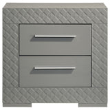 Ives 2-drawer Nightstand Bedside Table Grey High Gloss - Home Elegance USA