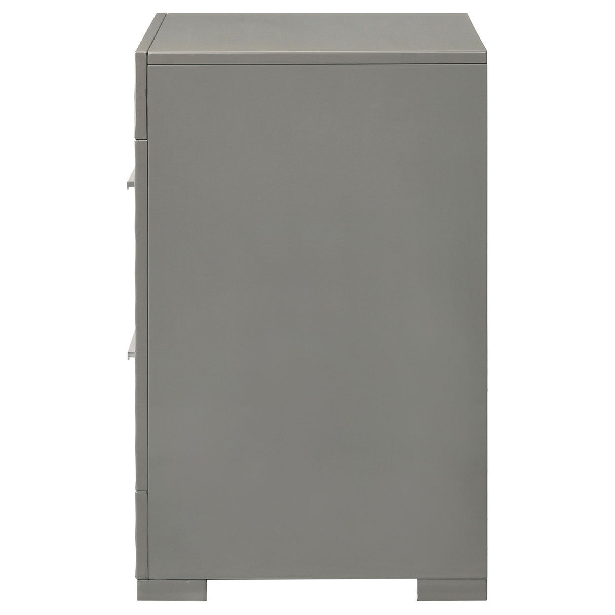 Ives 2-drawer Nightstand Bedside Table Grey High Gloss - Home Elegance USA