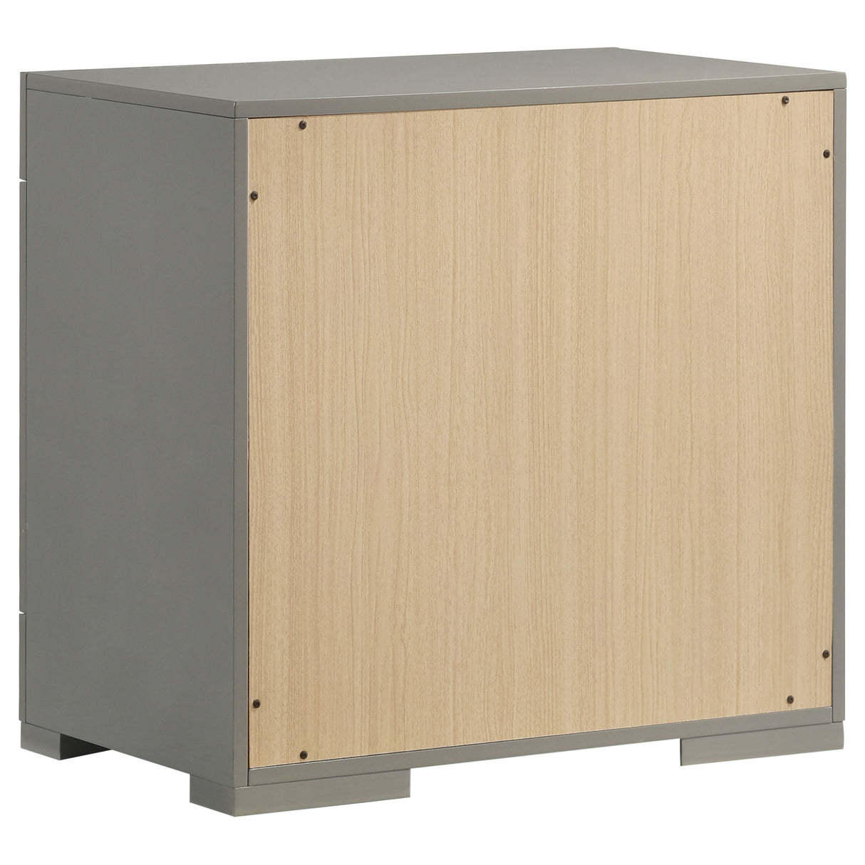 Ives 2-drawer Nightstand Bedside Table Grey High Gloss - Home Elegance USA