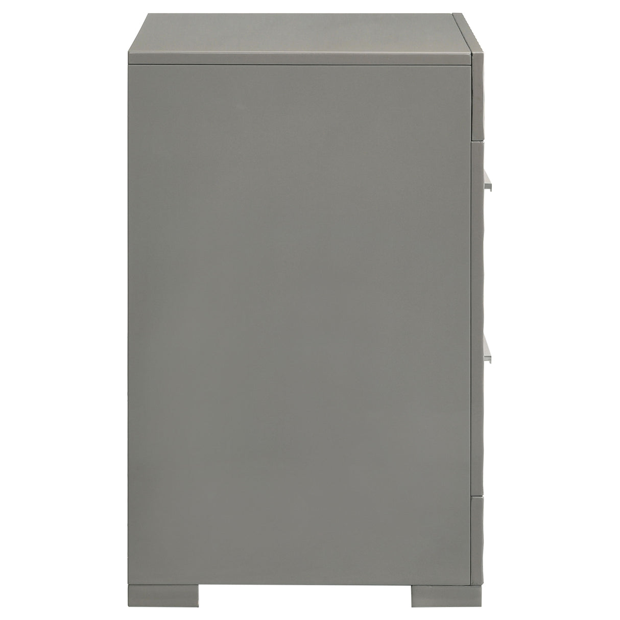 Ives 2-drawer Nightstand Bedside Table Grey High Gloss - Home Elegance USA