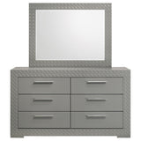 Ives 6-drawer Dresser and Mirror Grey High Gloss - Home Elegance USA