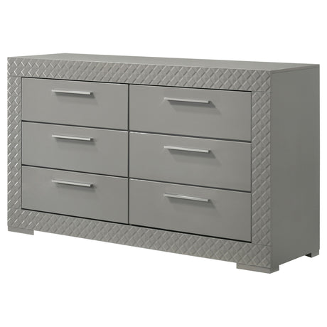 Ives 6-drawer Dresser Cabinet Grey High Gloss - Home Elegance USA