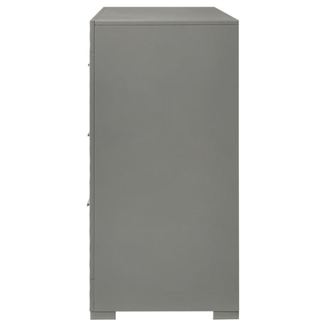 Ives 6-drawer Dresser Cabinet Grey High Gloss - Home Elegance USA