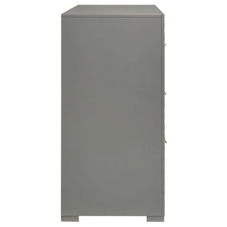 Ives 6-drawer Dresser Cabinet Grey High Gloss - Home Elegance USA