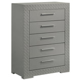 Ives 5-drawer Bedroom Chest of Drawers Grey High Gloss - Home Elegance USA