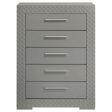 Ives 5-drawer Bedroom Chest of Drawers Grey High Gloss - Home Elegance USA