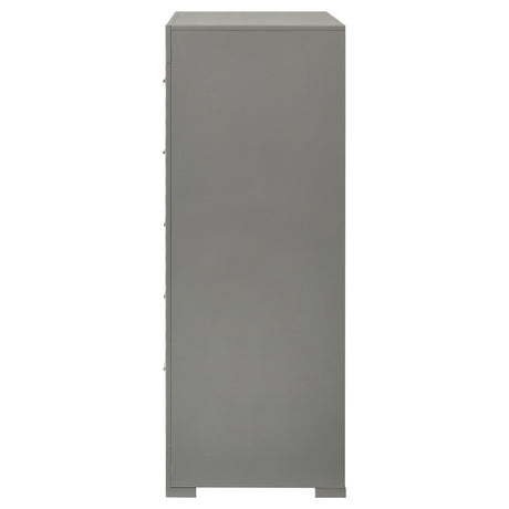 Ives 5-drawer Bedroom Chest of Drawers Grey High Gloss - Home Elegance USA