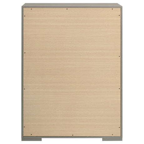 Ives 5-drawer Bedroom Chest of Drawers Grey High Gloss - Home Elegance USA