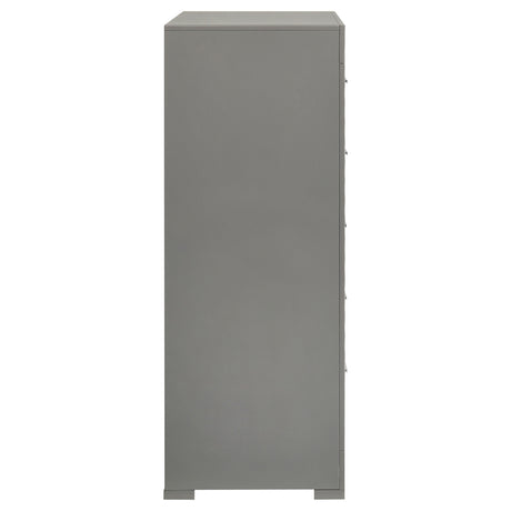 Ives 5-drawer Bedroom Chest of Drawers Grey High Gloss - Home Elegance USA