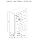 Ives 5-drawer Bedroom Chest of Drawers Grey High Gloss - Home Elegance USA