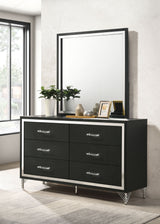 Lucia 6-drawer Dresser and Mirror Black - Home Elegance USA