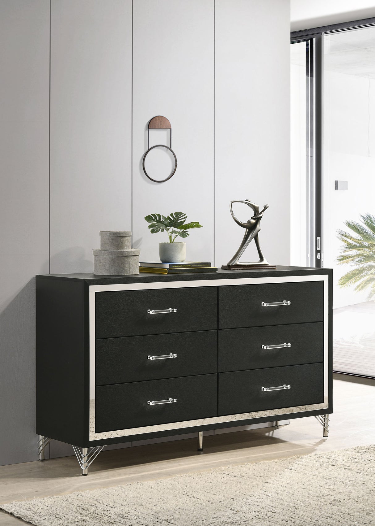 Lucia 6-drawer Dresser Cabinet Black - Home Elegance USA