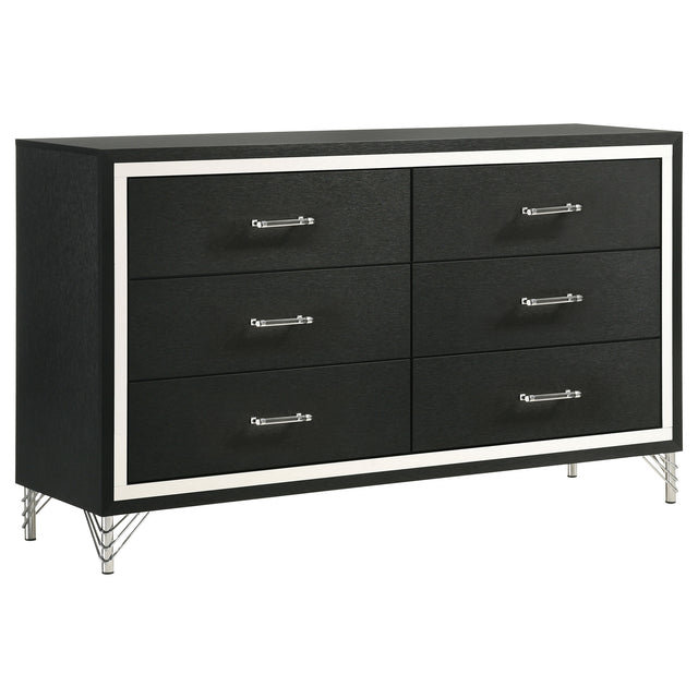 Lucia 6-drawer Dresser Cabinet Black - Home Elegance USA