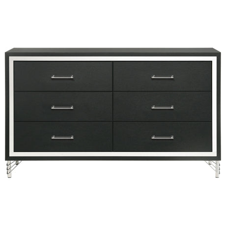 Lucia 6-drawer Dresser Cabinet Black - Home Elegance USA