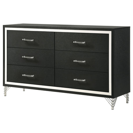 Lucia 6-drawer Dresser Cabinet Black - Home Elegance USA