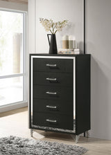 Lucia 5-drawer Bedroom Chest of Drawers Black - Home Elegance USA