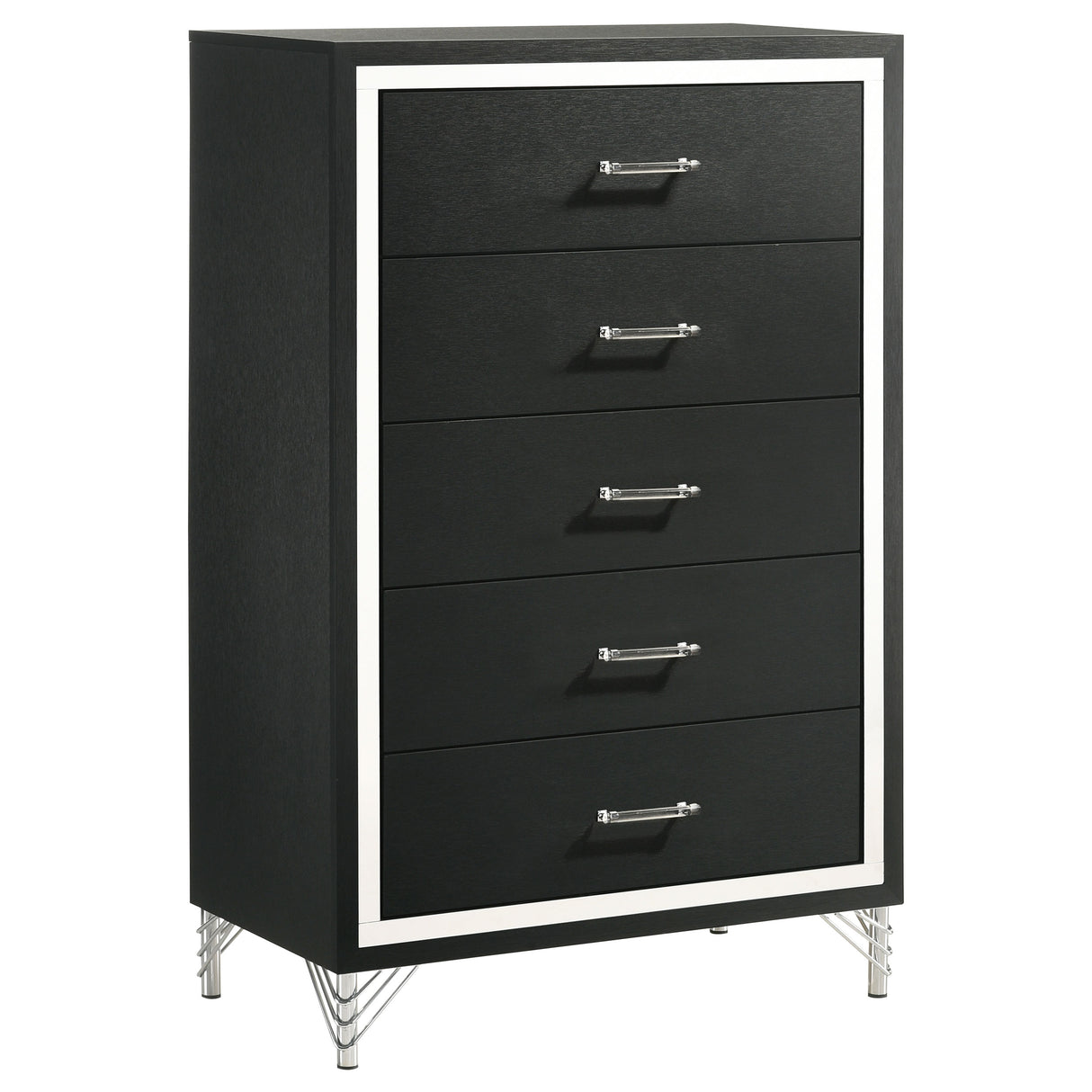 Lucia 5-drawer Bedroom Chest of Drawers Black - Home Elegance USA