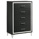 Lucia 5-drawer Bedroom Chest of Drawers Black - Home Elegance USA