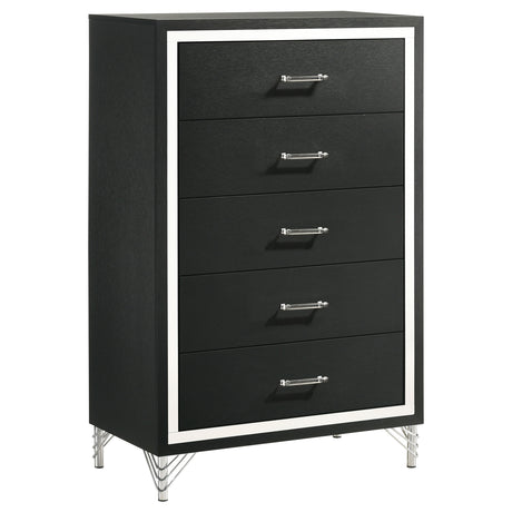 Lucia 5-drawer Bedroom Chest of Drawers Black - Home Elegance USA