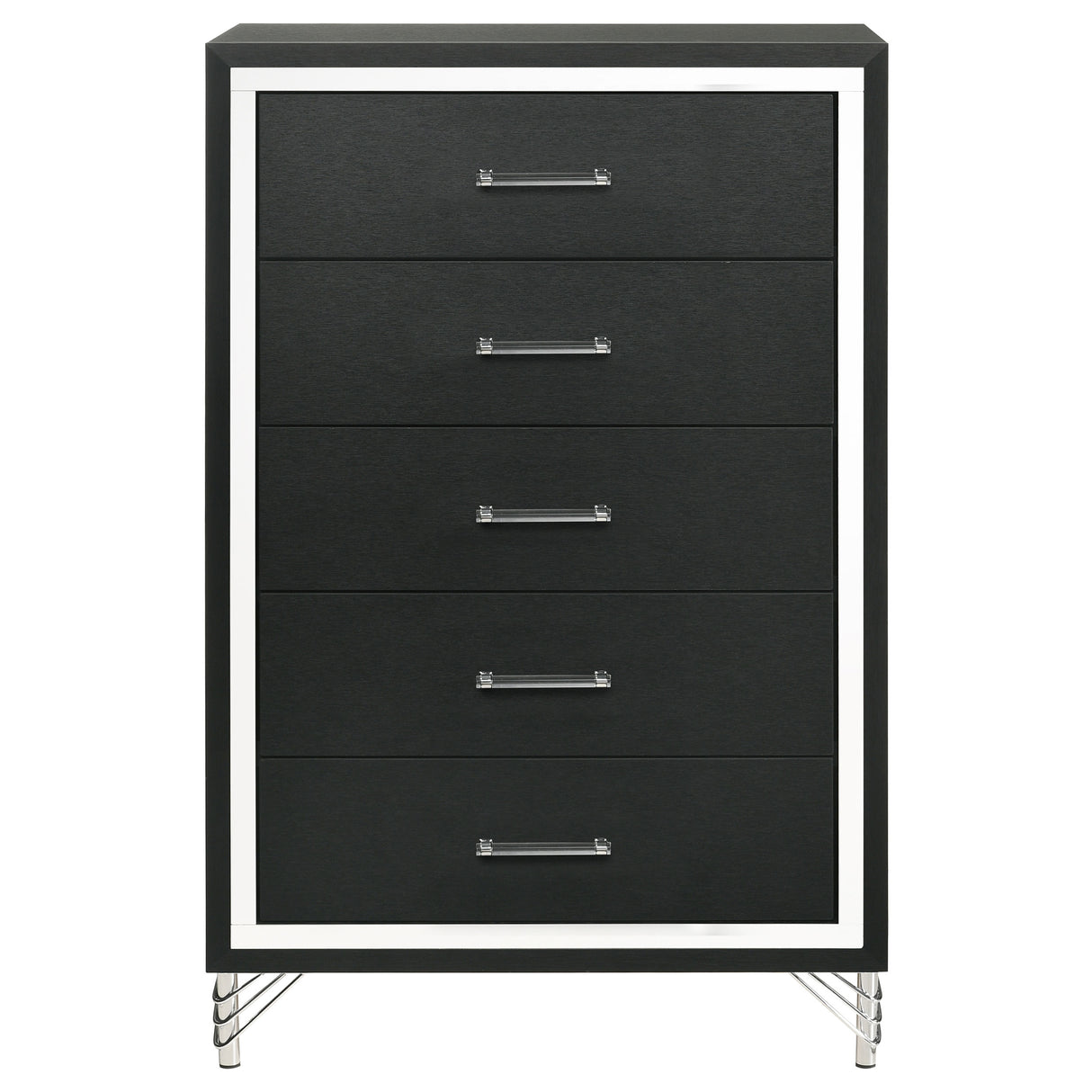Lucia 5-drawer Bedroom Chest of Drawers Black - Home Elegance USA