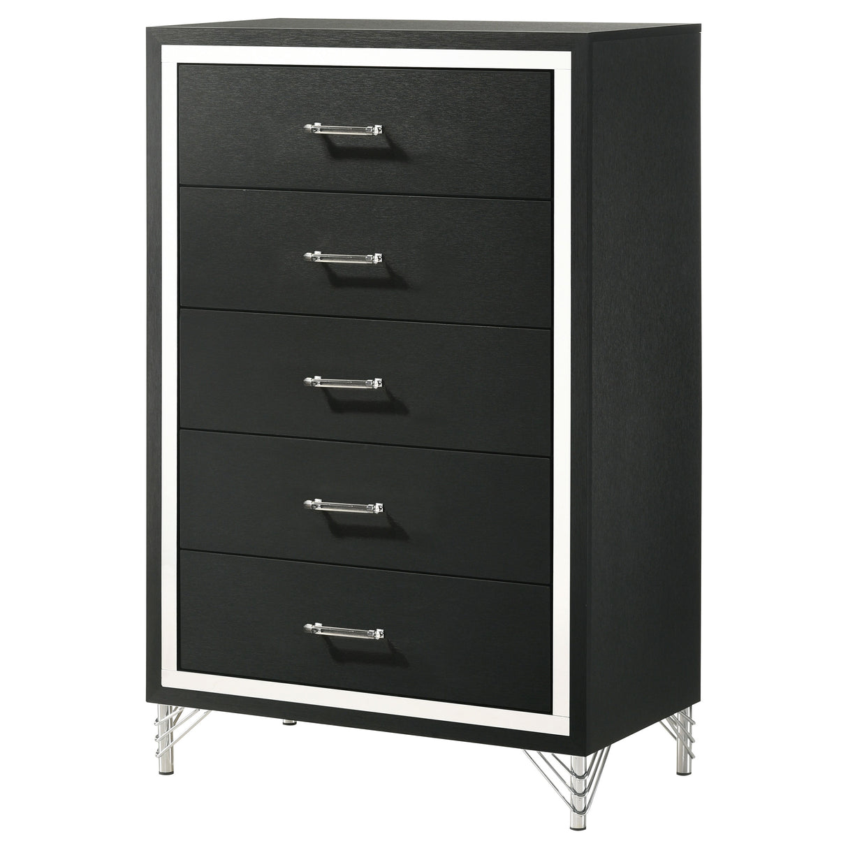 Lucia 5-drawer Bedroom Chest of Drawers Black - Home Elegance USA