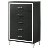 Lucia 5-drawer Bedroom Chest of Drawers Black - Home Elegance USA