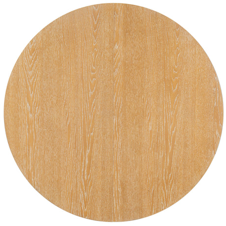 TREXM 5-Piece Retro Functional Dining Table Set Extendable Round Table and 4 Upholstered Chairs for Dining Room and Living Room (Natural) - sold by Home Elegance USA