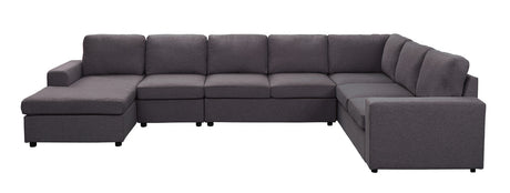 Tifton 146.5' Modular Sectional Sofa with Reversible Chaise in Dark Gray Linen - sold by Home Elegance USA