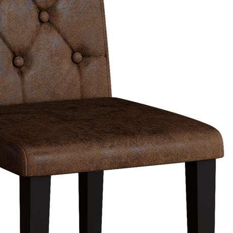 Black Wood Grain Dining Table Set for 4 people, 63' Modern MDF Dining Room Table Set .Paired with 4 Brown Suede Fabric chairs with decorative buckle design on the backrest.For Dining Room,Kitchen,etc. - sold by Home Elegance USA