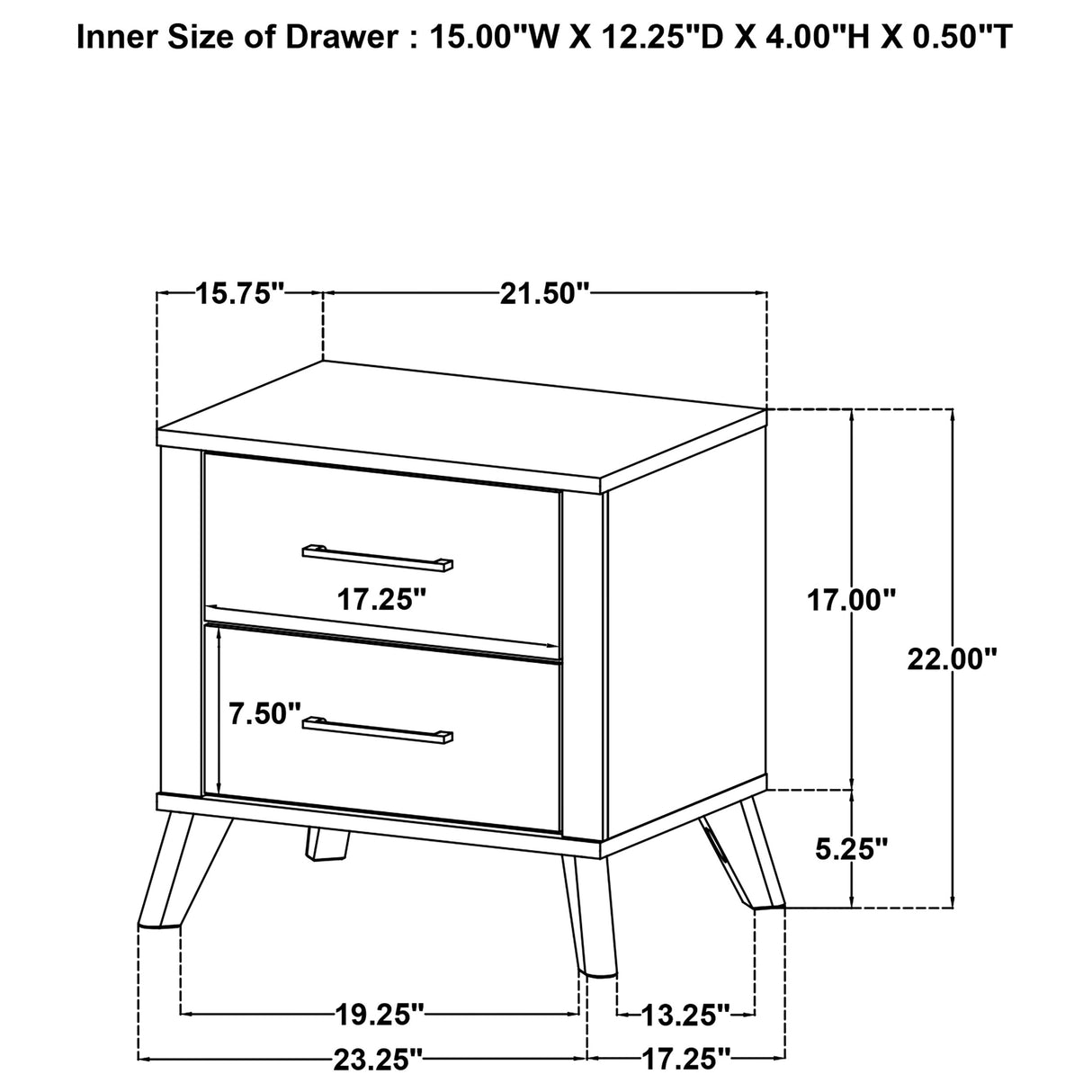 Kaywood 2-drawer Nightstand Bedside Table Natural Pine - Home Elegance USA