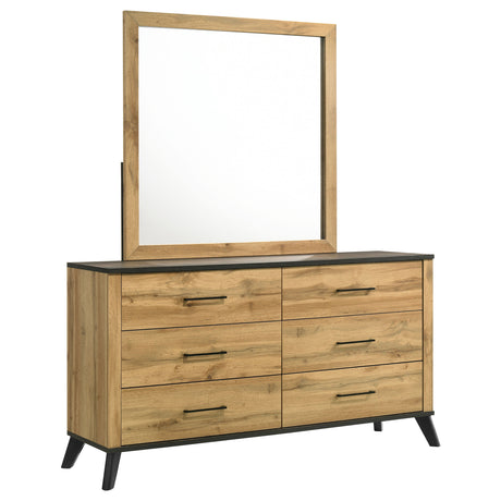 Kaywood 6-drawer Dresser and Mirror Natural Pine - Home Elegance USA
