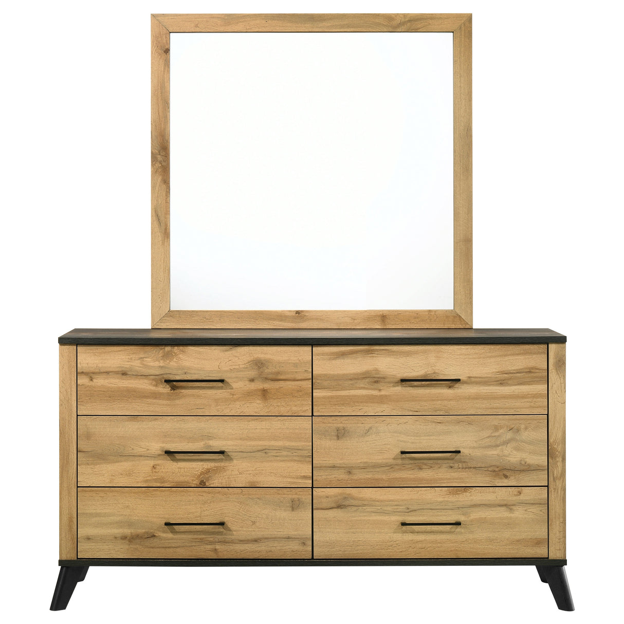 Kaywood 6-drawer Dresser and Mirror Natural Pine - Home Elegance USA