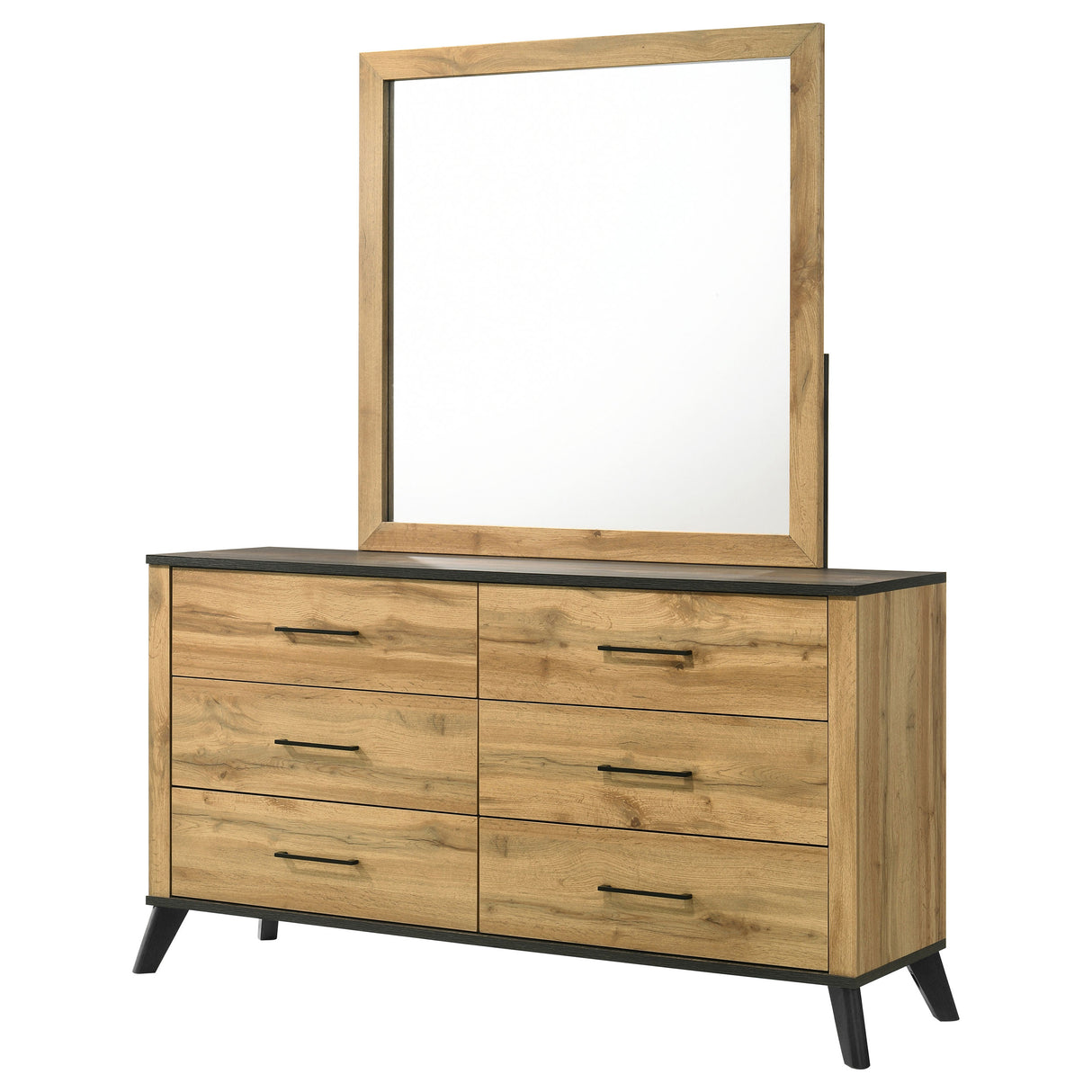 Kaywood 6-drawer Dresser and Mirror Natural Pine - Home Elegance USA