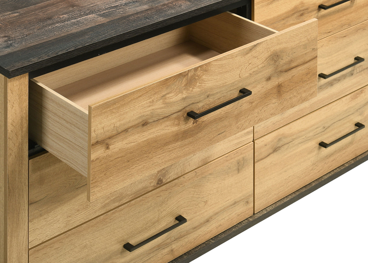 Kaywood 6-drawer Dresser and Mirror Natural Pine - Home Elegance USA
