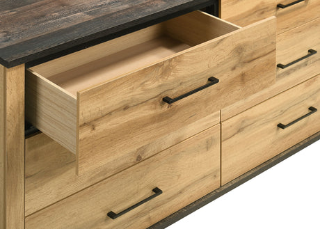 Kaywood 6-drawer Dresser and Mirror Natural Pine - Home Elegance USA