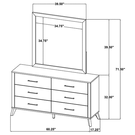 Kaywood 6-drawer Dresser and Mirror Natural Pine - Home Elegance USA