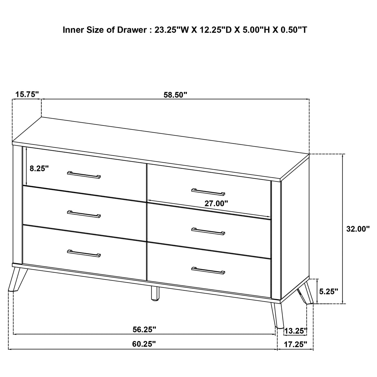 Kaywood 6-drawer Dresser Cabinet Natural Pine - Home Elegance USA