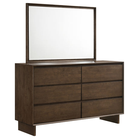 Glenwood 6-drawer Dresser and Mirror Warm Brown - Home Elegance USA